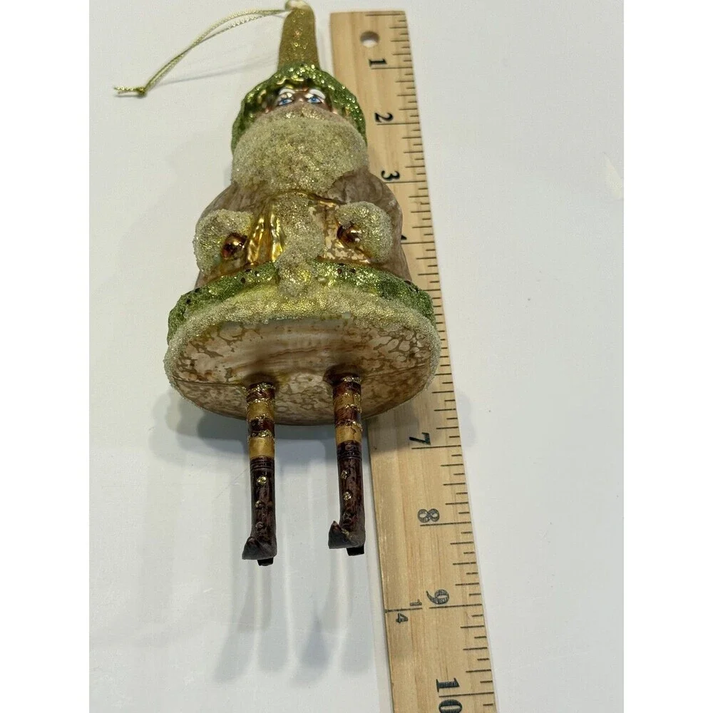 Vintage Melrose International Glass Santa Claus Christmas Ornament Glittered